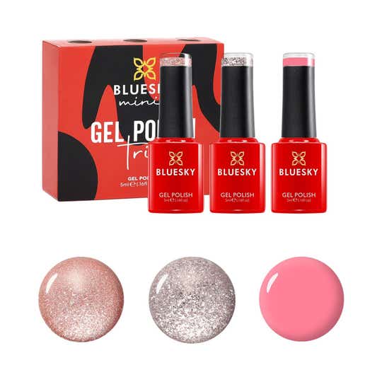 BLUESKY Mini Trio Gel Nail Polish Set UV/LED Required - Platinum 20 Platinum 08 & Qxg095 (3 pcs)