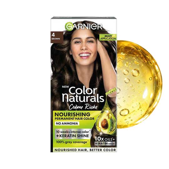 Garnier Color Naturals Creme Riche Hair Color - 4 Brown (70ml+60g)