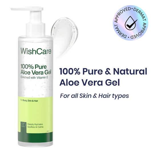WishCare Pure & Natural Aloe Vera Gel for Skin & Hair| Hydrates, Moisturizes & Soothes Skin 200ml