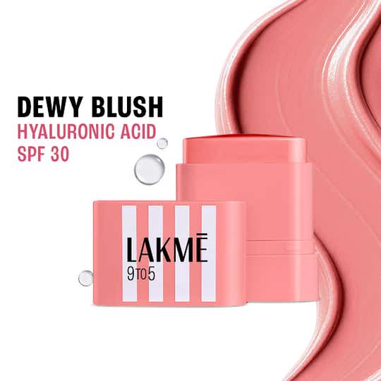 Lakme 9to5 Hya Beach Edit SPF Blush, Creamy Texture,Travelfriendly,Dewy Finish - Beach Peach (8.6 g)
