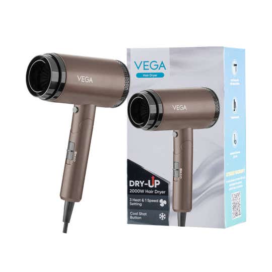 Vega Dry-Up 2000 Watts Hair Dryer with 3 Heat & 1 Speed Setting & Cool Shot Button (VHDH-36)