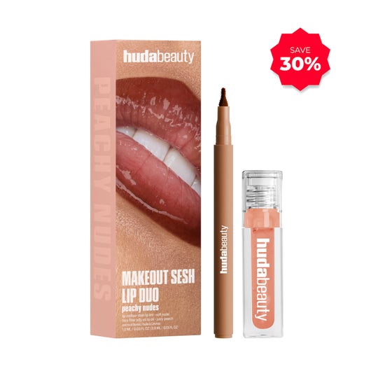 Huda Beauty Makeout Sesh Lip Duo - Peachy Nudes (2 pcs)