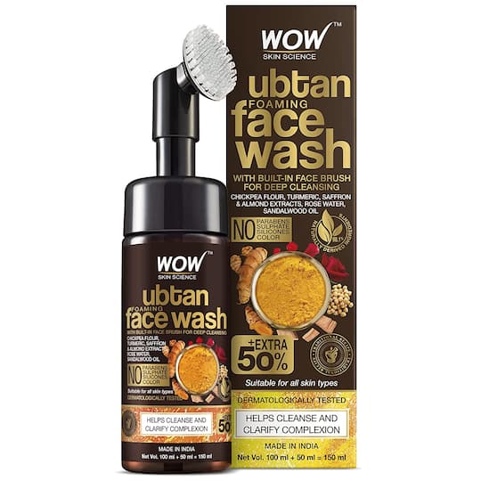 WOW SKIN SCIENCE Ubtan Foaming Face Wash with Built-In Face Brush (150ml)