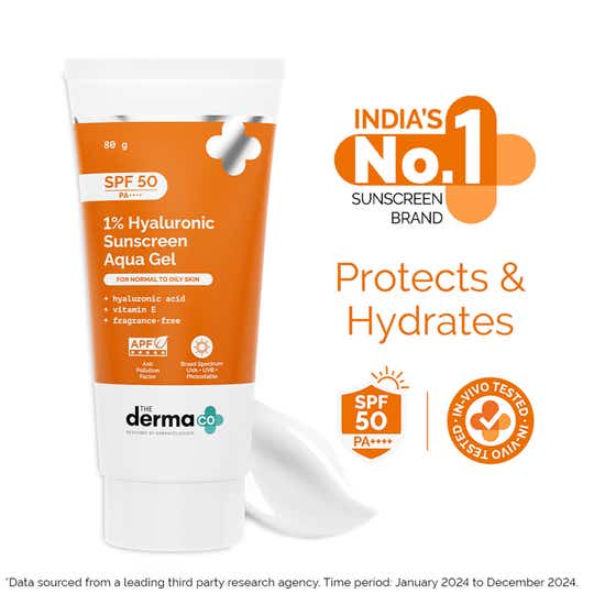The Derma Co 1% Hyaluronic Sunscreen Aqua Gel With SPF 50 PA++ (80g)