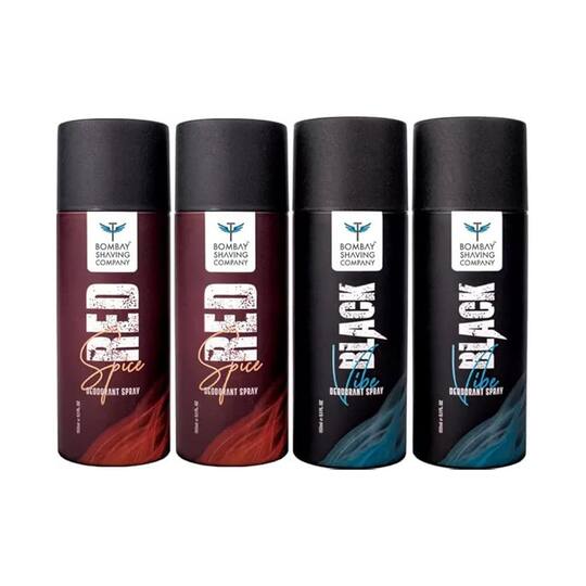 Bombay Shaving Company Red Spice & Black Vibe Combo Deodorant Spray For Men (4 x 150 ml)