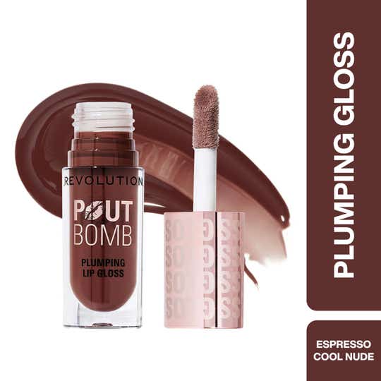 Makeup Revolution Pout Bomb Plumping Gloss - Espresso Cool Nude (4.6 ml)