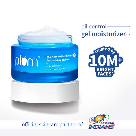 Plum 2% Niacinamide & Rice Water Daily Brightening Gel Face Moisturizer, Non-Sticky Hydration (50 g)