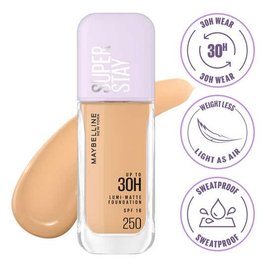 Maybelline New York Super Stay Lumi Matte Liquid Foundation 30H Longwear - 250 (35 ml)