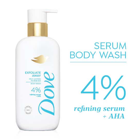 Dove 4% Refining Serum + AHA Exfoliate Away Serum Body Wash (300 ml)