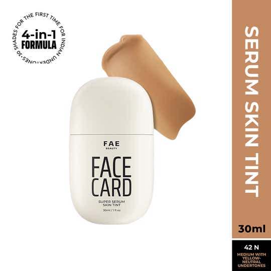 FAE BEAUTY Face Card 4-in-1 Super Serum Skin Tint With Dewy Finish, Shade - 42N - Neutral (30 ml)