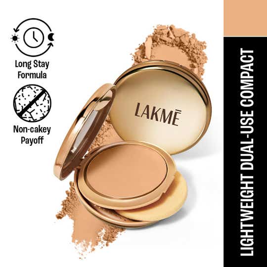 Lakme 9to5 Unreal Dual Cover Pressed Powder 2 In 1 Compact + Foundation - 24 Beige (9 g)