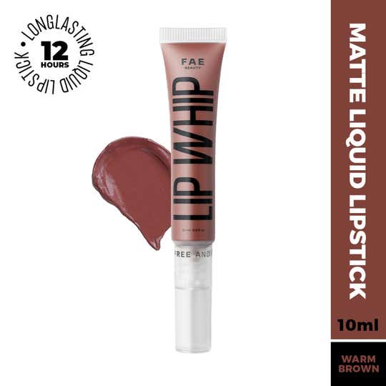 FAE BEAUTY Lip Whip 12H Matte Liquid Lipstick, Vegan, Enriched with Vitamin E and Cherry Coffee - Safeword (10g)