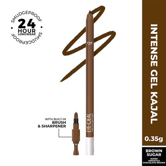 FAE BEAUTY Eye-Deal Intense Gel Kajal With Sharpener & Fine Bristle Brush Shade - Brown Sugar (0.35 g)
