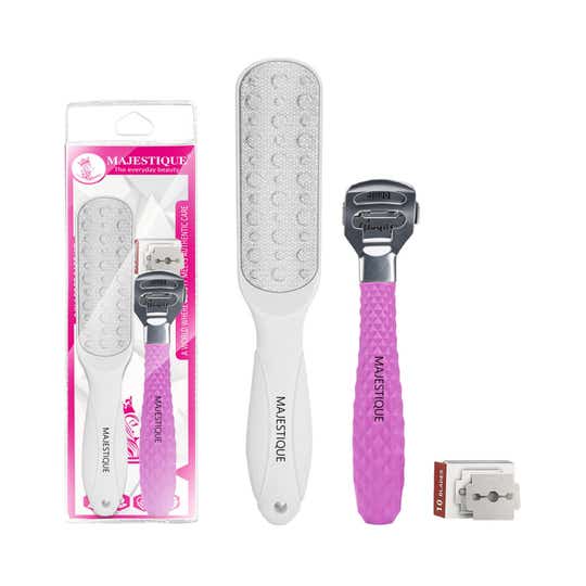 Majestique 2-in-1 Foot Care Kit - Foot File Callus Shaver with 10 Blades (12 pcs)