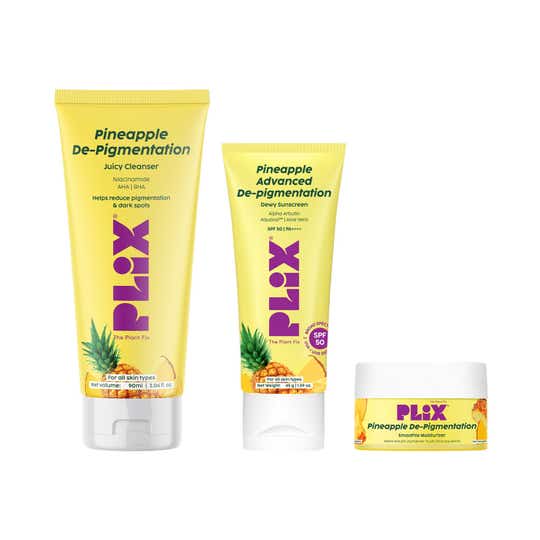 Plix Pineapple De-Pigmentation Skincare Routine Juicy Cleanser Smoothie Moisturizer (3 pcs)