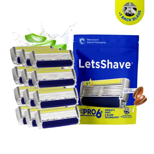 LetsShave Pro 6 Plus Razor Blades Set - Yellow (12Pcs)