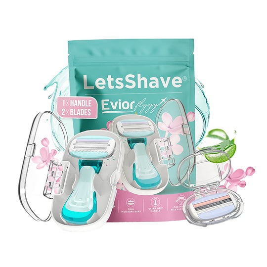 Letsshave Evior Flyyy 1 Handle + 2 Blades World's First 6-Blade Compact Shaving Razor for Women