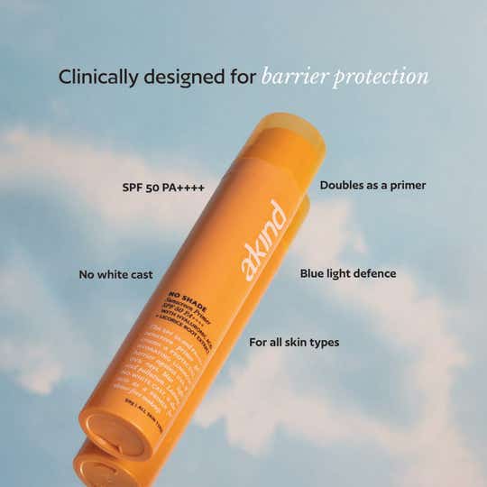 Akind No Shade Sunscreen Primer SPF 50 PA++++ Mini (16.8g), UVA/UVB Protection, Matte Primer & HA