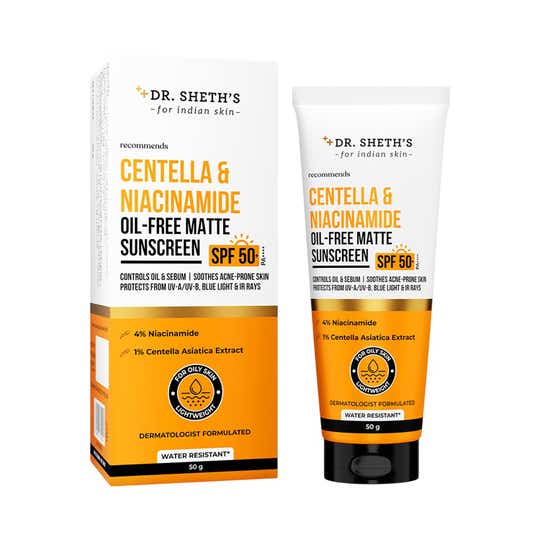 Dr. Sheth's Centella & Niacinamide Oil-Free Matte Sunscreen SPF 50+ PA++++ (50 g)