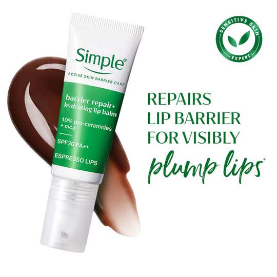 Simple Barrier Repair+ Tinted Lip Balm - Espresso SPF 30 for Sensitive Lips with Proceramides (10 g)