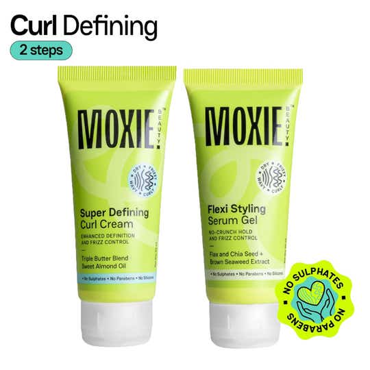 Moxie Beauty Curly Vibe Setter Travel Duo Curl Cream, Flexi Styling Serum Gel for Curly Hair (2 Pcs)