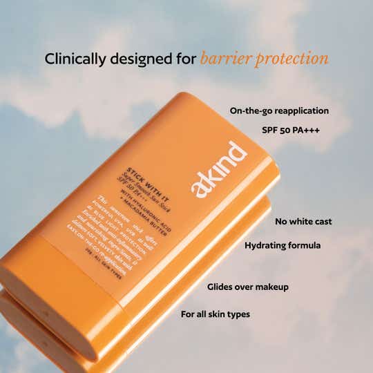 Akind Stick With It Sun Stick SPF50 PA+++ (20g), Light Makeup-Friendly Reapplication–Macadamia Butter