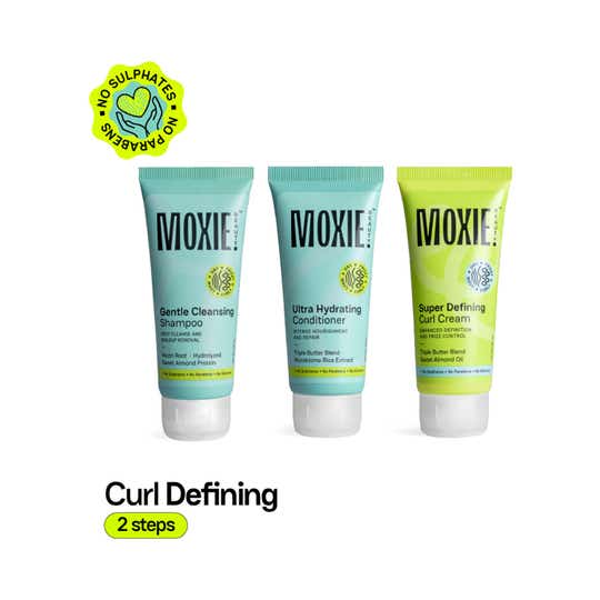 Moxie Beauty Curly Essentials Travel Trio - Shampoo, Conditioner & Curl Cream for Curly Hair