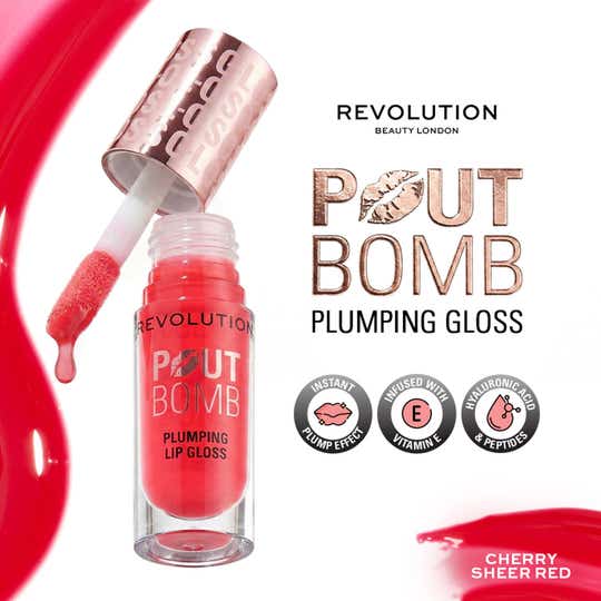 Makeup Revolution Pout Bomb Plumping Gloss - Cherry Sheer Red (4.6 ml)