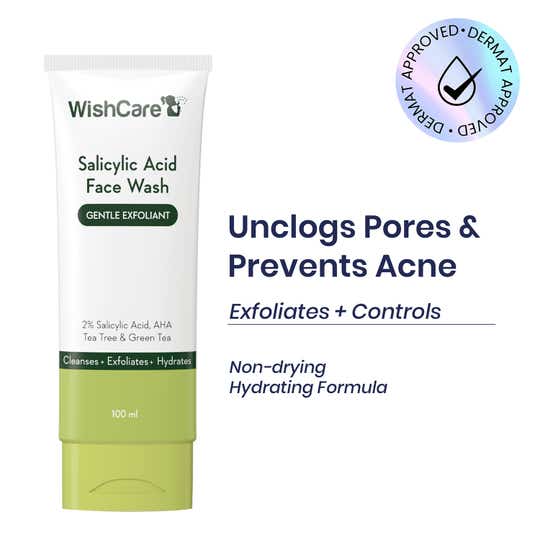 WishCare 2% Salicylic Acid Facewash with AHA Greentea&Tea TreeOil Control Reduce Sebum&Acne (100 ml)