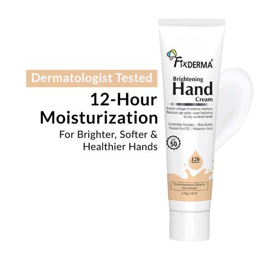 Fixderma Brightening Hand Cream with SPF 50 Hand Moisturizer for Dry, Rough & Itchy Hands (30g)