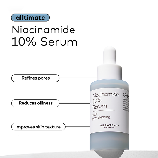 The Face Shop 10% Niacinamide Korean Serum - for Oily Skin, Reduces Oil & Minimizes Pores (30 ml)