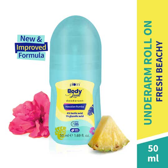 Plum BodyLovin' Hawaiian Rumba Deodorant Roll-On with Lactic Acid & Green Tea Extract (50ml)