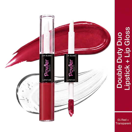 Power Beauty Double Duty Duo Lipstick + Lip Gloss - 01 Red + Transparent (10.5 ml)