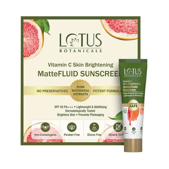 Lotus Botanicals Vitamin C Skin Brightening Mattefluid Sunscreen SPF 50 PA+++ (5 g)