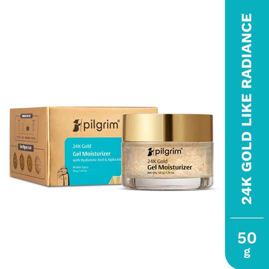 Pilgrim 24K Gold Lightweight Gel Face Moisturizer With Hyaluronic Acid & Alpha Arbutin (50ml)