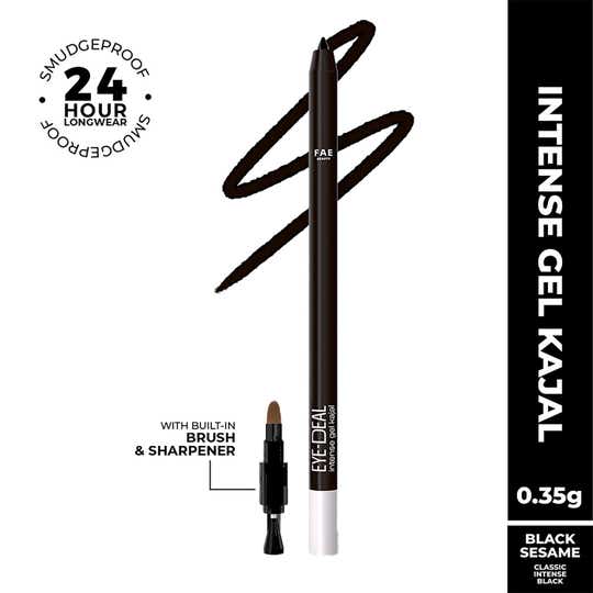 FAE BEAUTY Eye-Deal Intense Gel Kajal With Sharpener & Fine Bristle Brush Shade - Black Sesame (0.35 g)