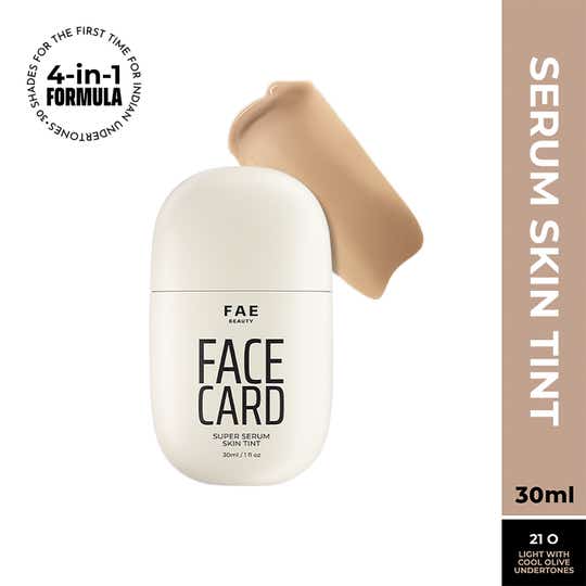 FAE BEAUTY Face Card 4-in-1 Super Serum Skin Tint With Dewy Finish, Shade - 21O -Cool Olivel (30 ml)