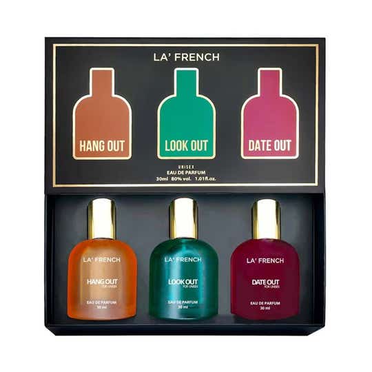 LA' French Perfume Gift Set Hang Out Look Out & Date Out Perfume Gift Set For Unisex (3 pcs)