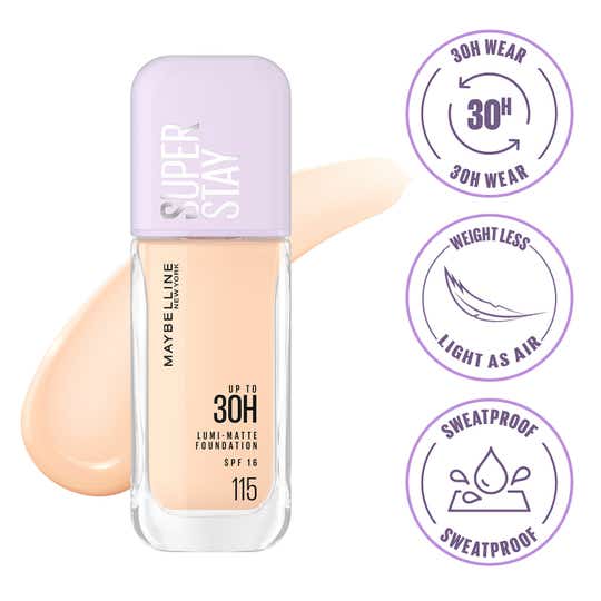 Maybelline New York Super Stay Lumi-Matte Liquid Foundation 30H Longwear - 115 (35 ml)