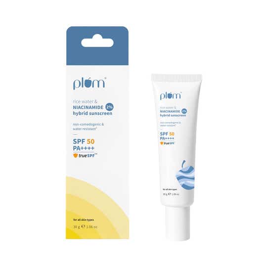 Plum 2% Niacinamide Sunscreen & Rice Water SPF 50 PA++++ Sunscreen (30 g)