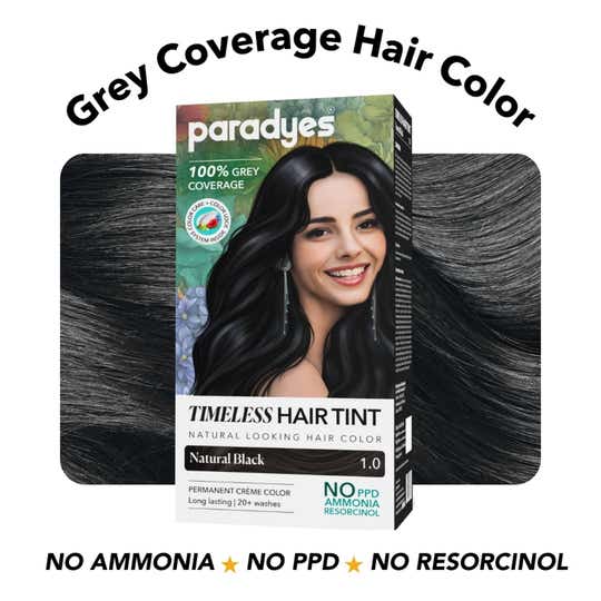 Paradyes Timeless Permanent Creme Hair Colour for Grey Coverage - 1.0 Natural Black (160 g)