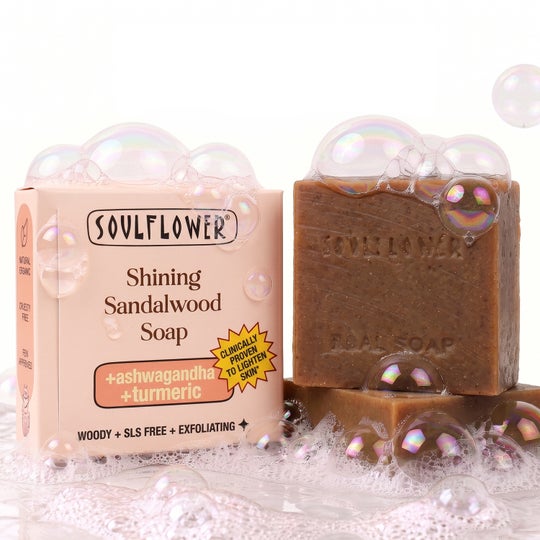 Soulflower Shining Sandalwood Soap for Protection & Tan Removal (100 g)