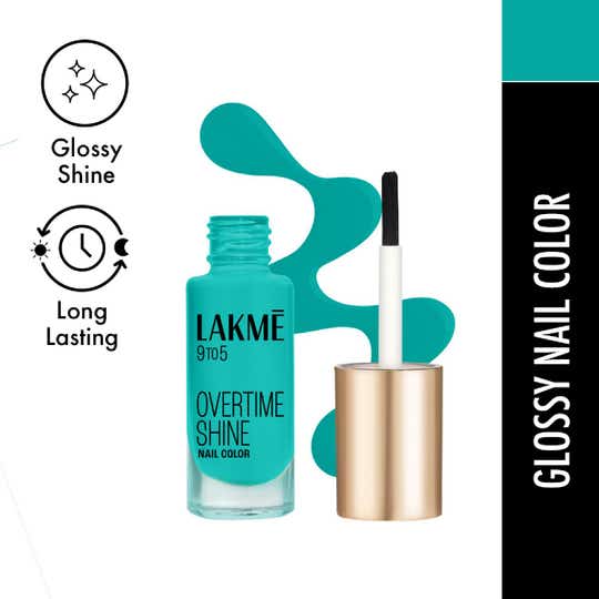 Lakme 9 to 5 Primer + Gloss Nail Colour - Turquoise Wave (6 ml)