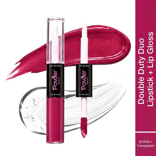 Power Beauty Double Duty Duo Lipstick + Lip Gloss - Pink 02 + Transparent (10.5 ml)