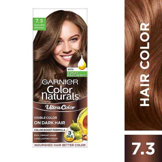 Garnier Color Naturals Creme Riche Hair Color - Shade 7.3 Golden Brown (55ml + 50g)