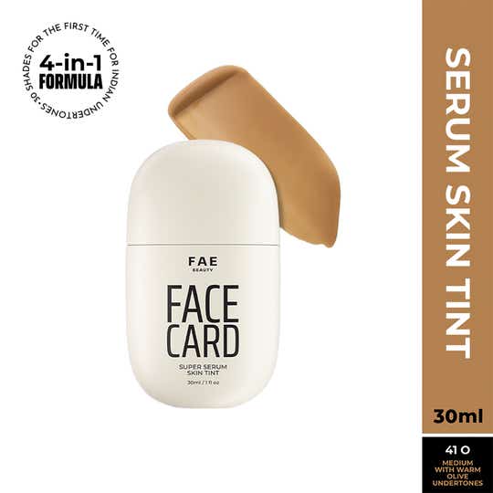 FAE BEAUTY Face Card 4-in-1 Super Serum Skin Tint With Dewy Finish, Shade - 41O - Warm Olive (30 ml)