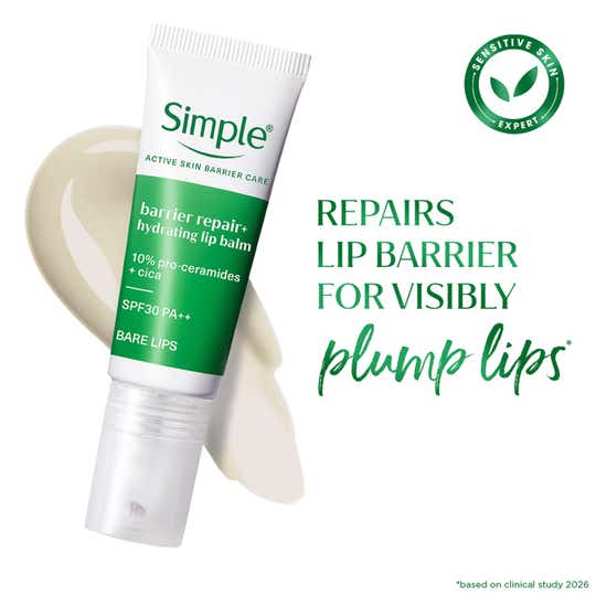 Simple Barrier Repair+ Hydrating Lip Balm SPF 30 For Sensitive Lips with Proceramides - Bare (10 g)