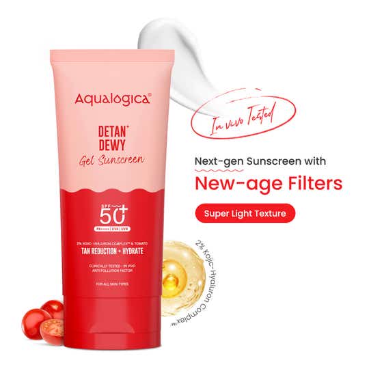 Aqualogica Detan+ Dewy Lightweight Sunscreen Gel SPF 50+ PA++++ for Normal & Dry Skin (80 g)