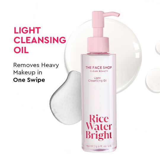 The Face Shop Rice Water Bright Light Cleansing Oil – Korean Makeup Remover & Oil Cleanser for Glowing Skin (150 ml)