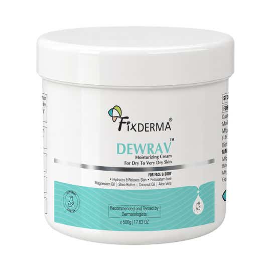 Fixderma Dewrav Moisturizing Cream for Face & Body Deeply Hydrates - Dry to Very Dry Skin (500 g)